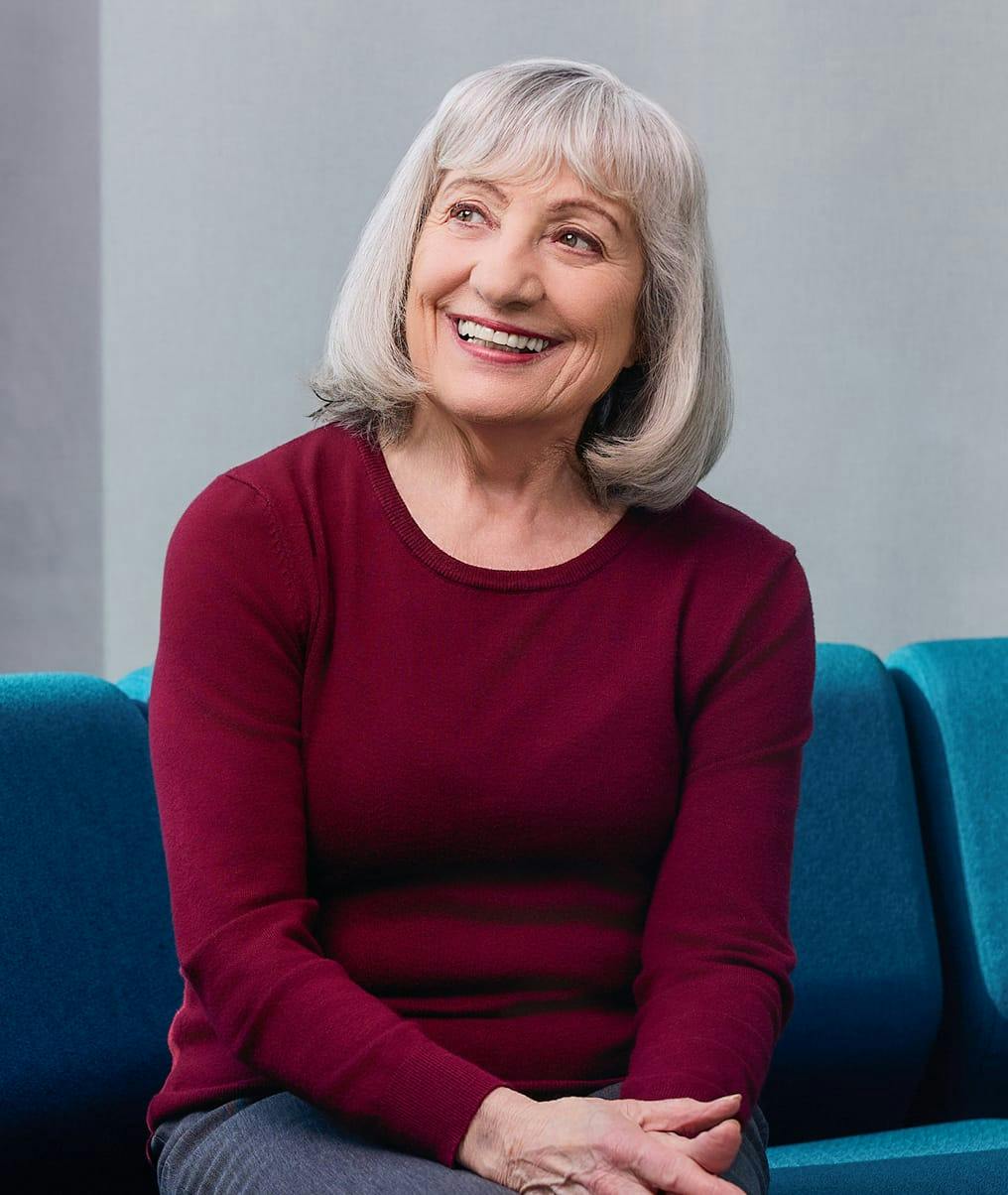 Woman in a red sweater