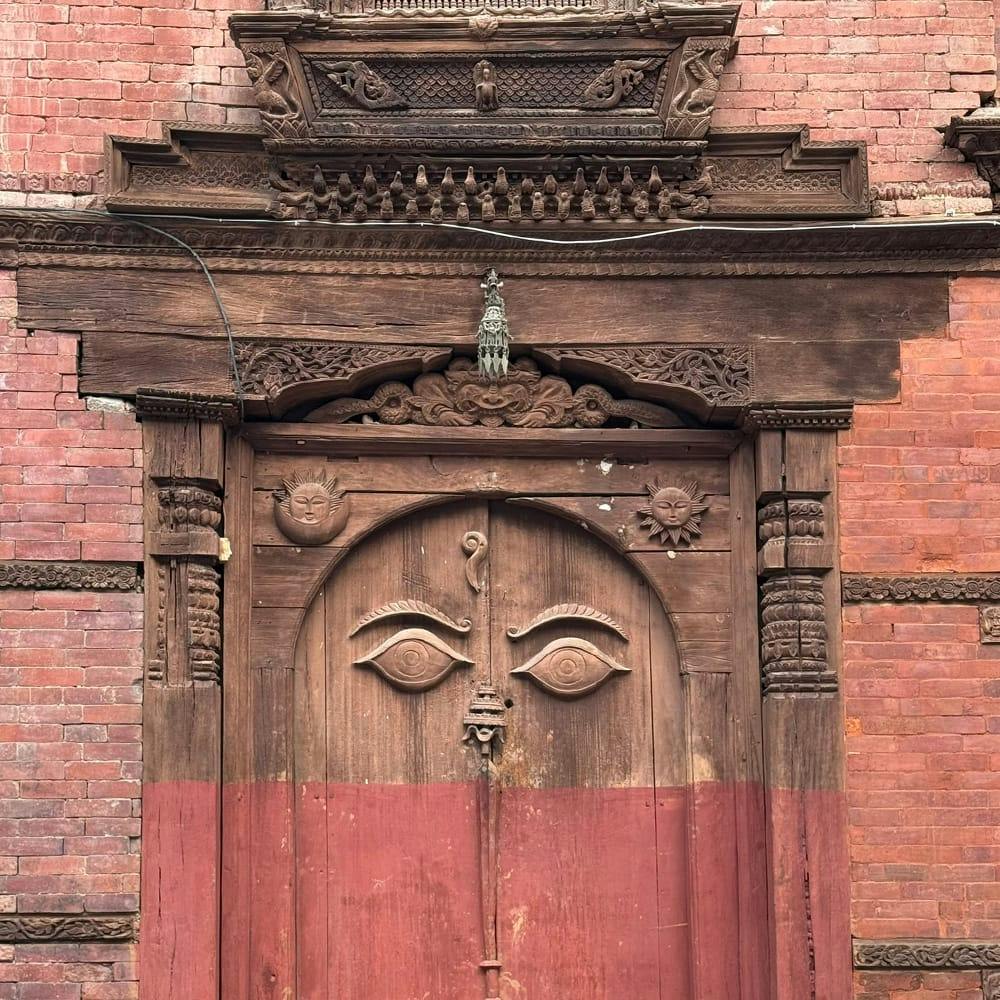 decorated wooden door
