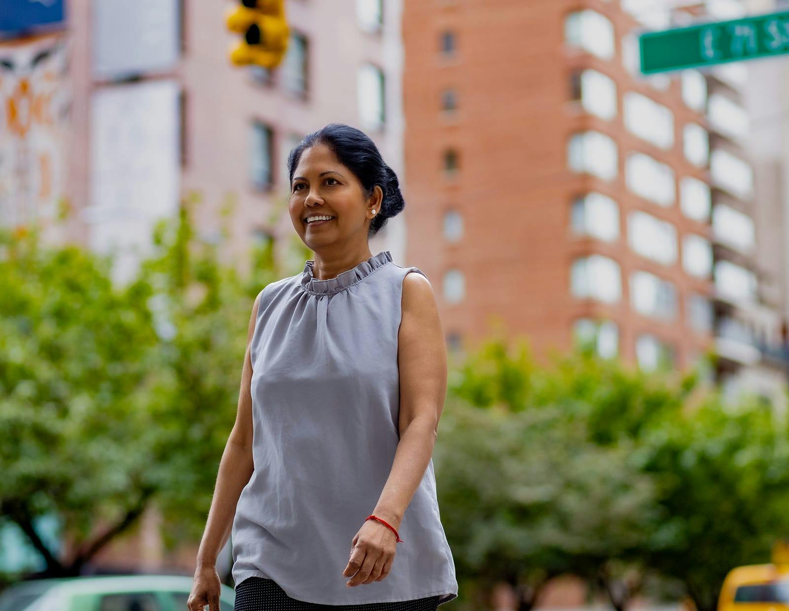 Woman walking in a street