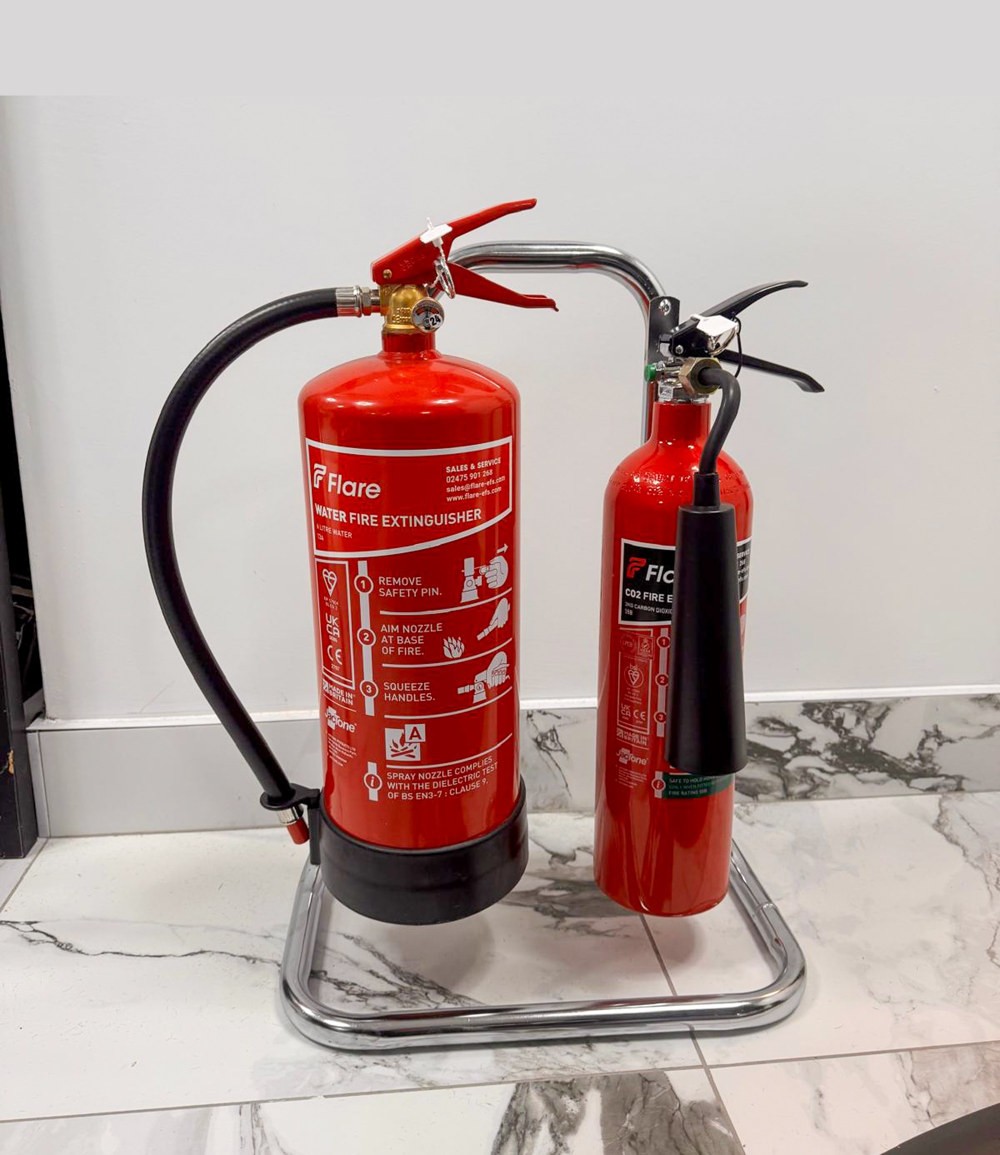 Flare EFS water and CO2 fire extinguishers, serviced and supplied