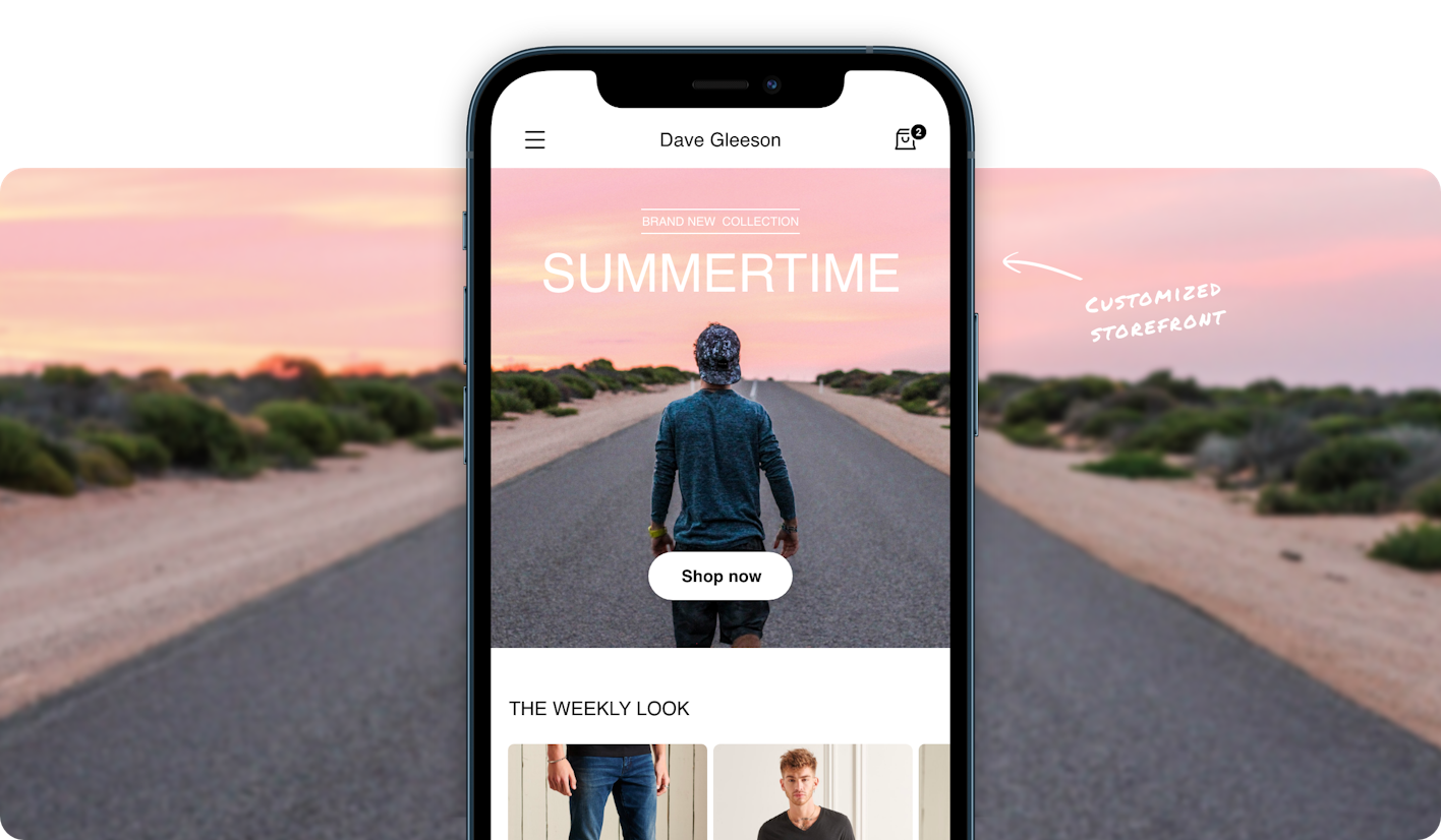 webshop shown on iphone