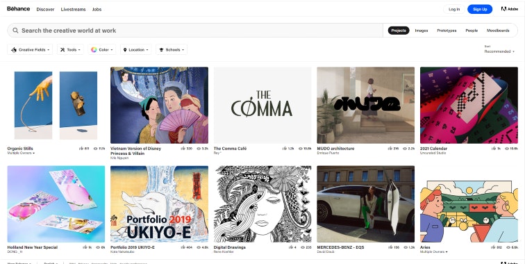 Screenshot of Behance's website