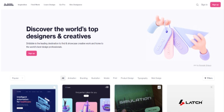 Screenshot of Dribble's website