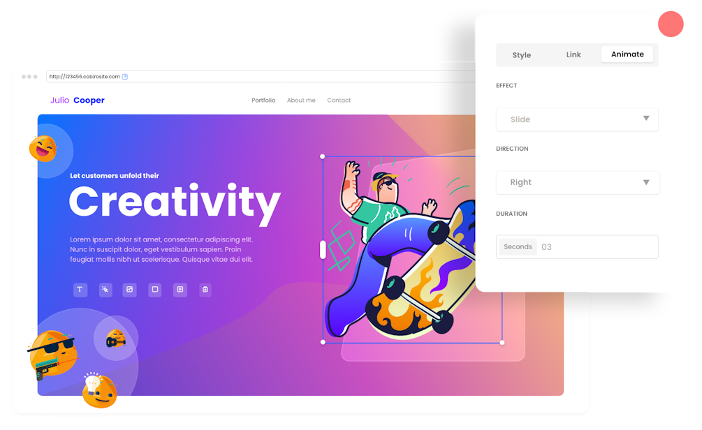 Animations feature on websites