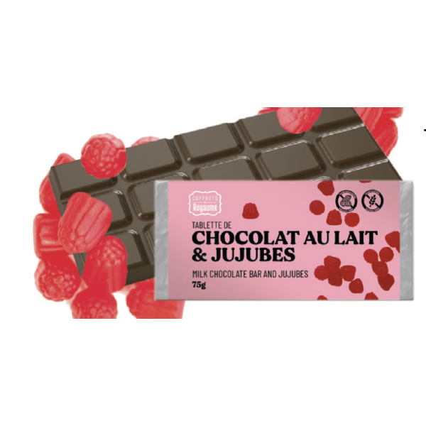 Tablette de chocolat au lait et jujubes - 75 g 