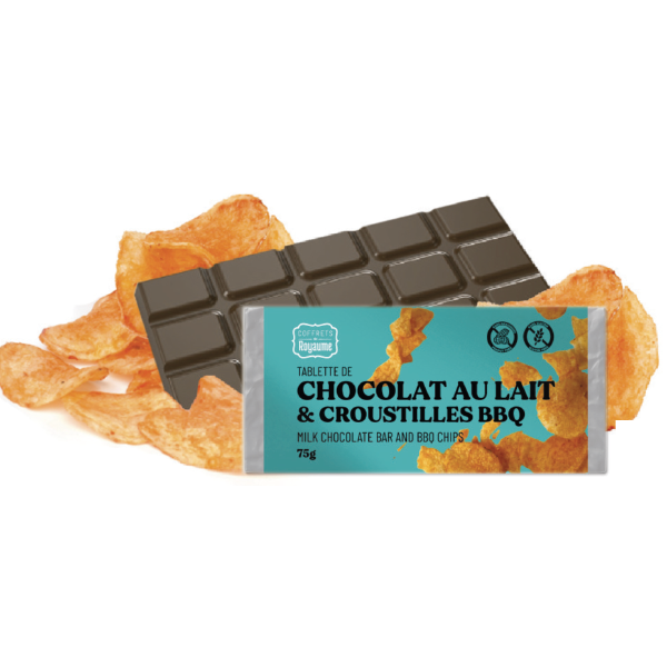 Tablette de chocolat au lait et chips BBQ - 75 g