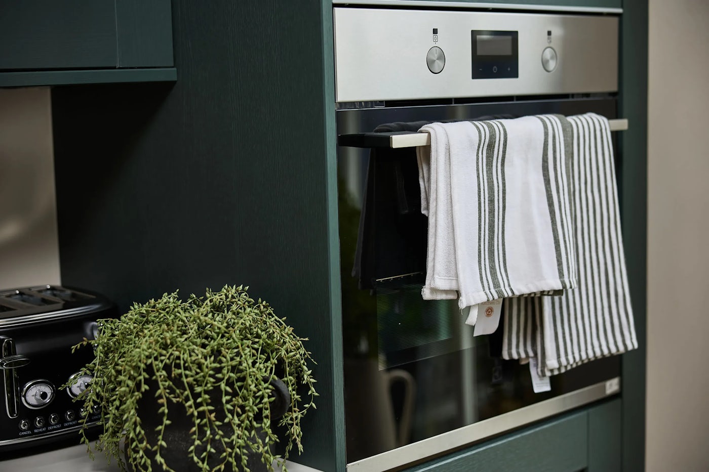 Close up shot of a shaker kitchen and integrated Electrolux oven