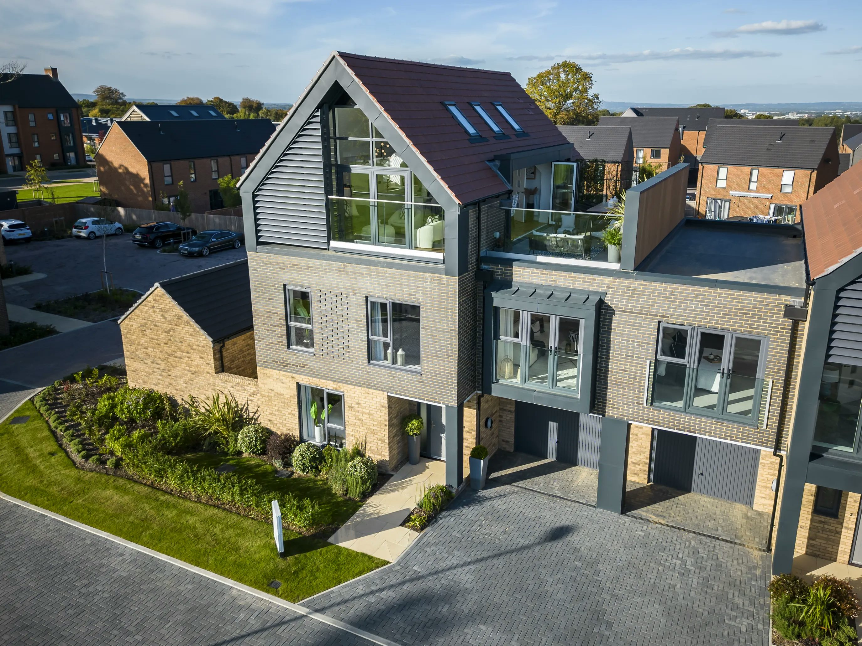 A nordic style villa with roof terrace by Thakeham at Woodgate at Pease Pottage.