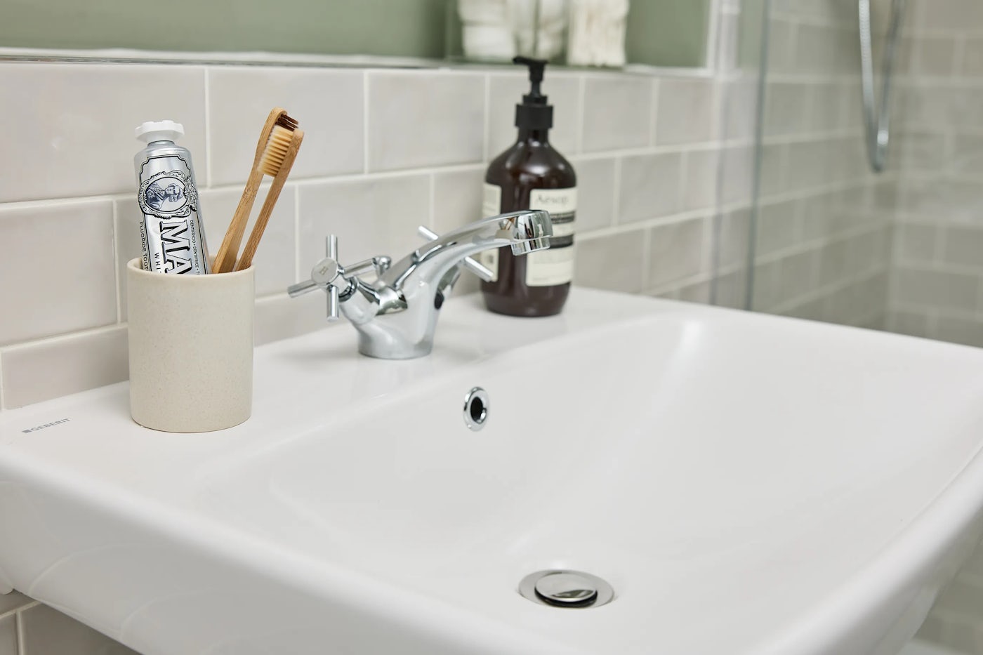 Photo of a bath with chrome taps