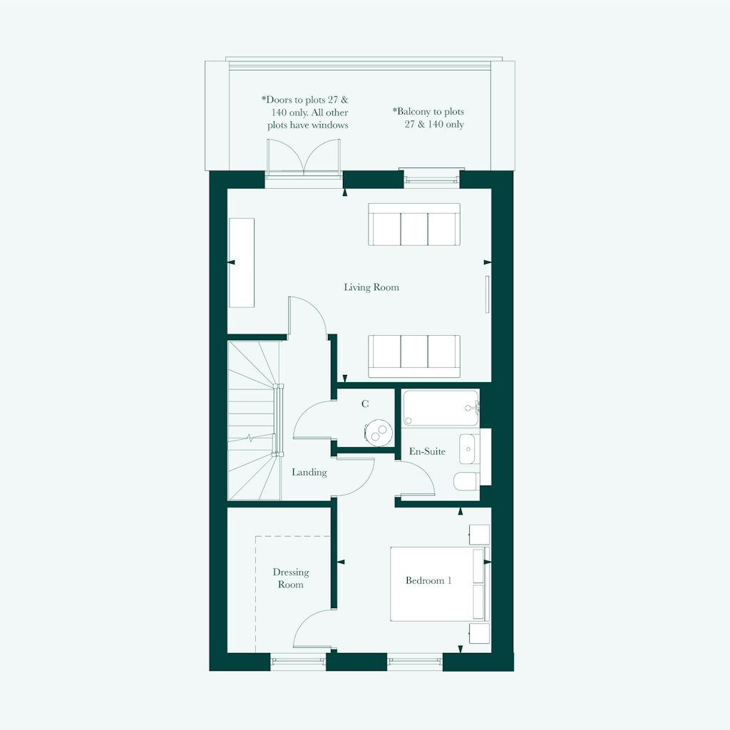 Floor plans showing the rooms and dimensions of the grosvenor housetype