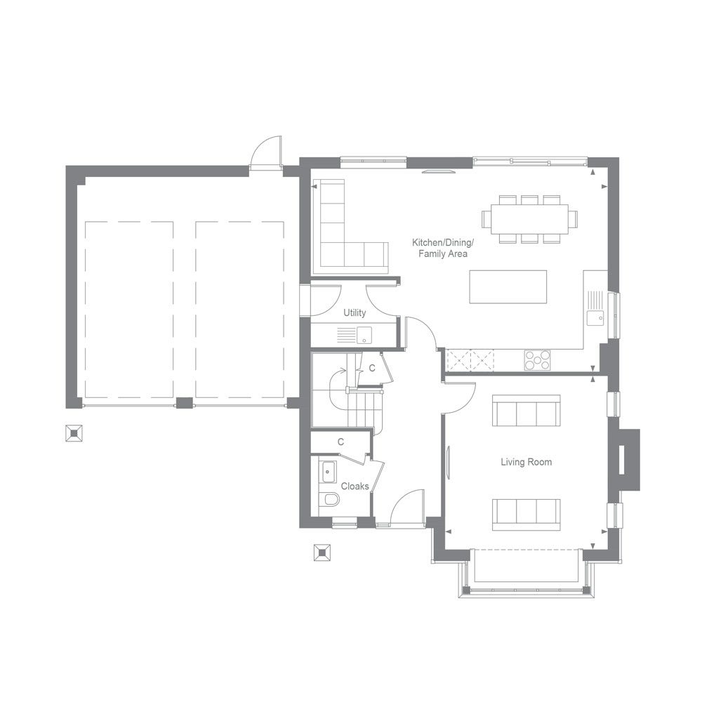 Ground floor plan for the Claygate at Woodgate