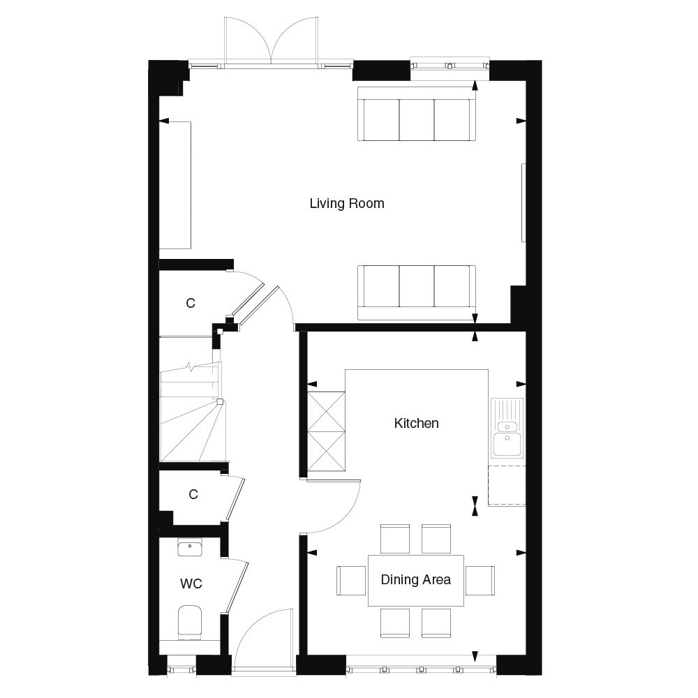 Ground floor plan for The Hickstead at Templegate