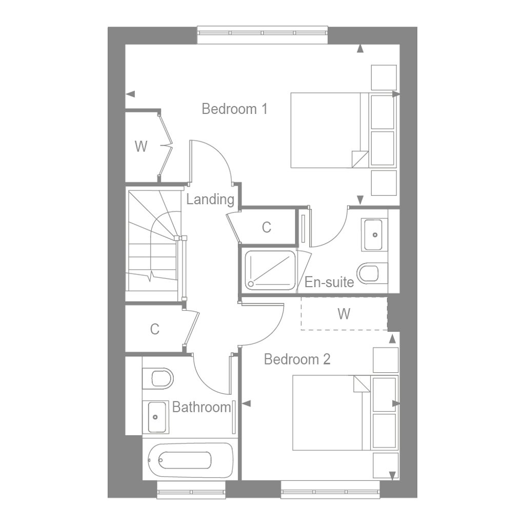 First floor plan of the Merrow at Manorwood