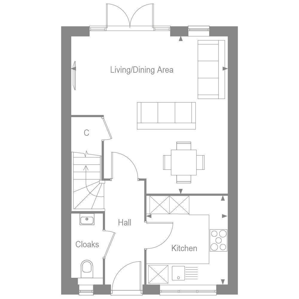Ground floor plan of the Merrow at Manorwood