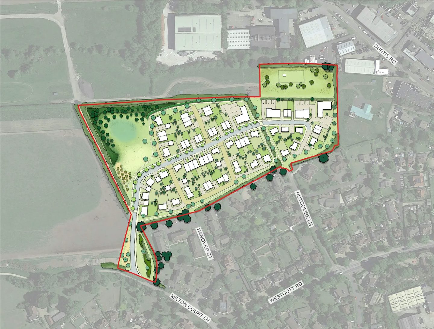 Masterplan for proposed new homes in Dorking