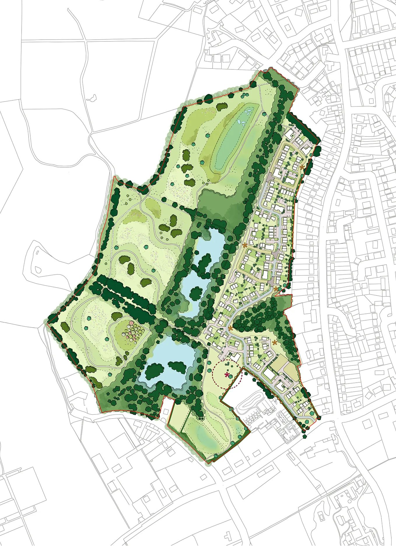 Masterplan for proposed new homes in Bookham