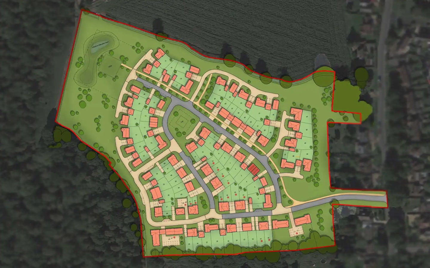 Masterplan for proposed new homes at Loxwood Fields, Alfold