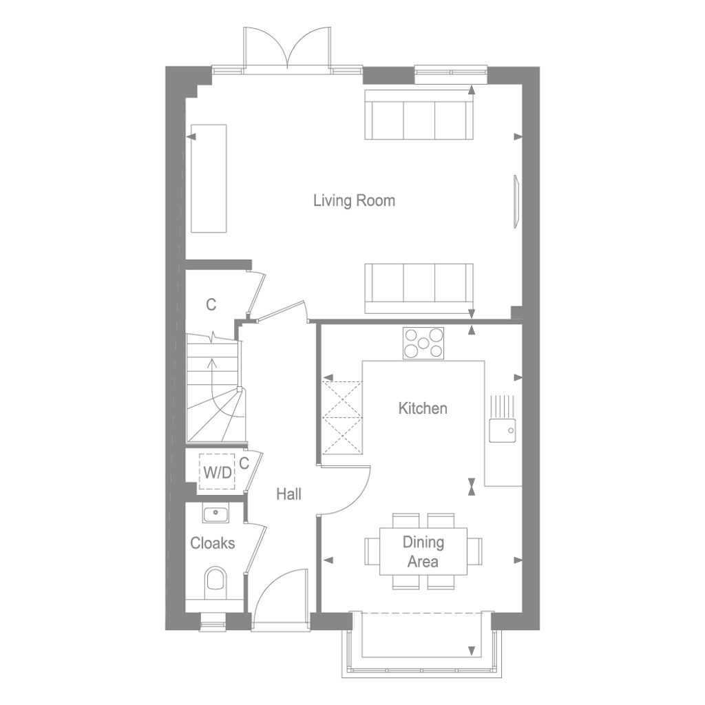 Ground floor plan of the Heyshott at Manorwood by Thakeham
