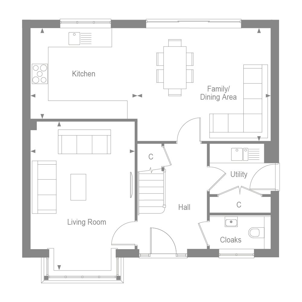 Ground floor plan of the Tadworth at Manorwood by Thakeham