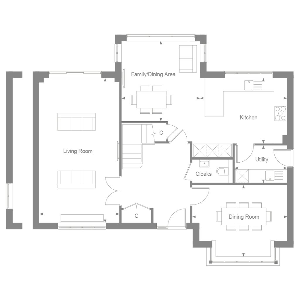 Ground floor plan of the Crimbourne at Manorwood by Thakeham