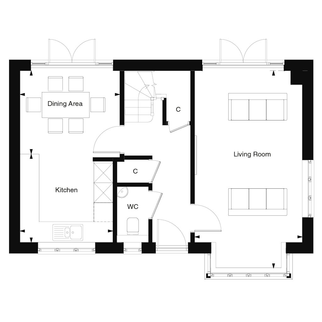 Ground floor plan of the Albourne at Templegate by Thakeham