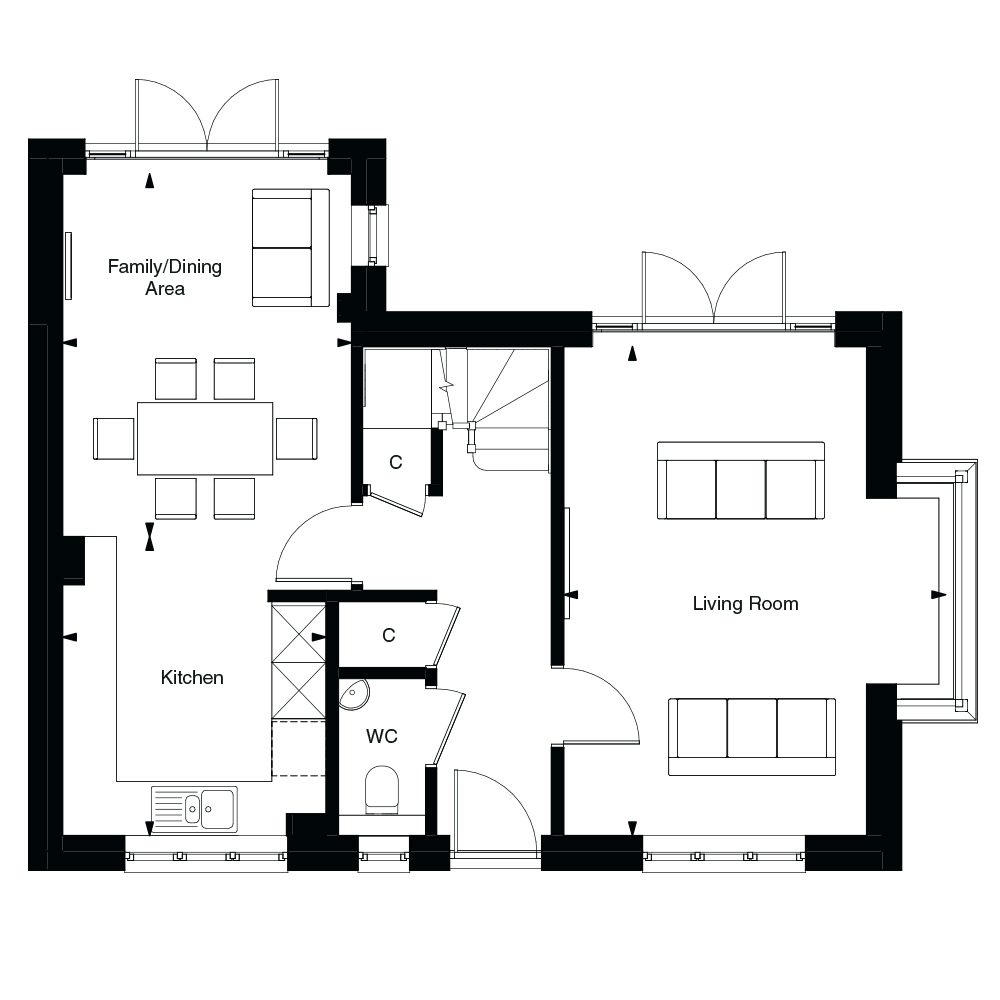 Ground floor plan of the Abinger at Templegate by Thakeham