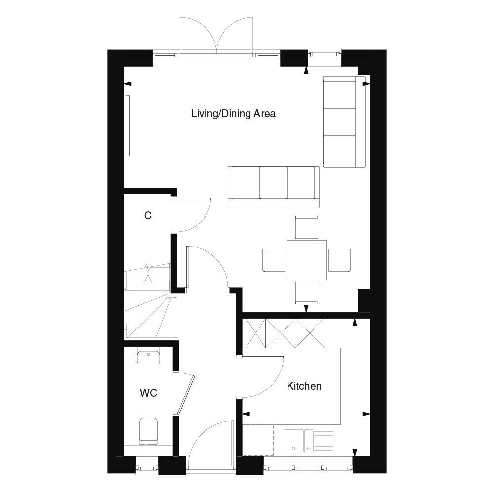 Ground floor plan of the Merrow at Templegate by Thakeham