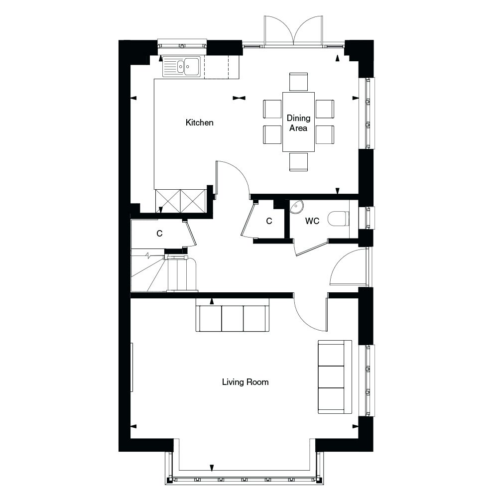 Ground floor plan of the Warnham at Templegate by Thakeham
