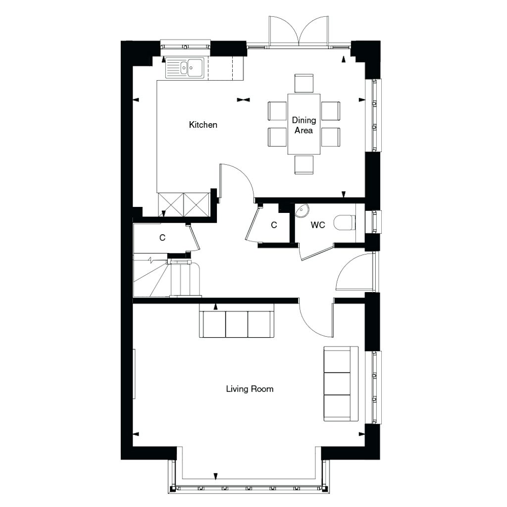 Ground floor plan of the Warnham at Templegate by Thakeham