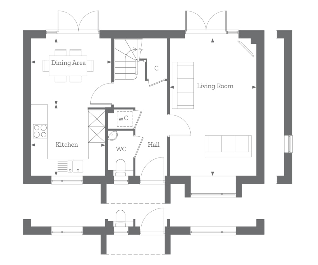 Ground floor plan of the Aquila at Woodgate by Thakeham