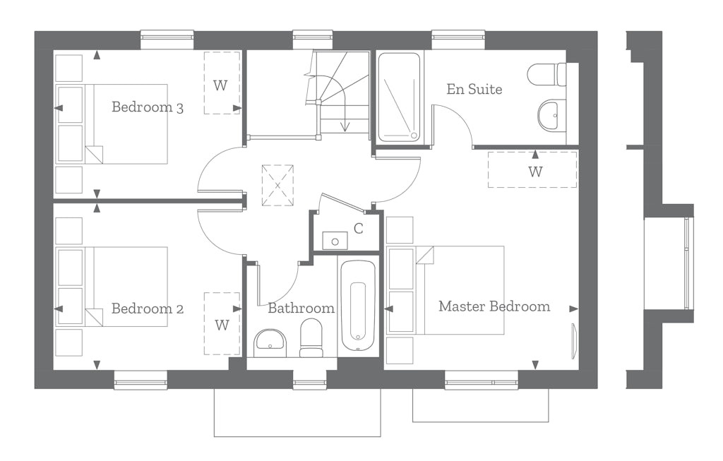 First floor plan of the Aquila at Woodgate by Thakeham