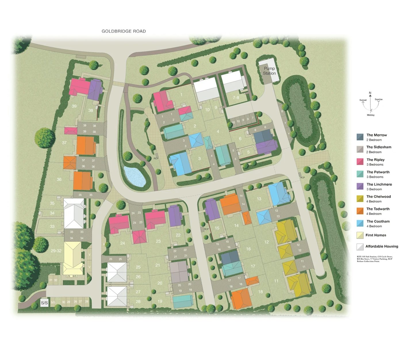 Site plan of new homes at Berry Croft in Newick, East Sussex