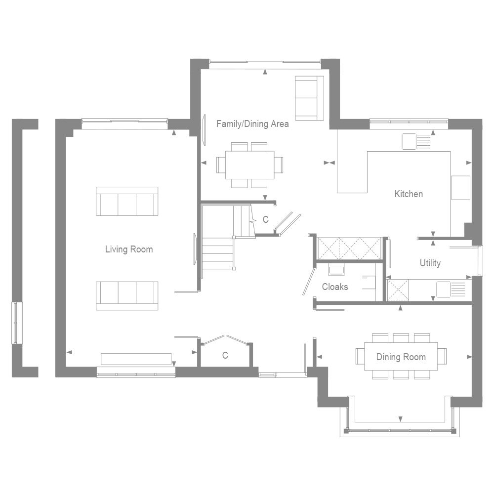 Ground floor plan of the Crimbourne at Manorwood by Thakeham