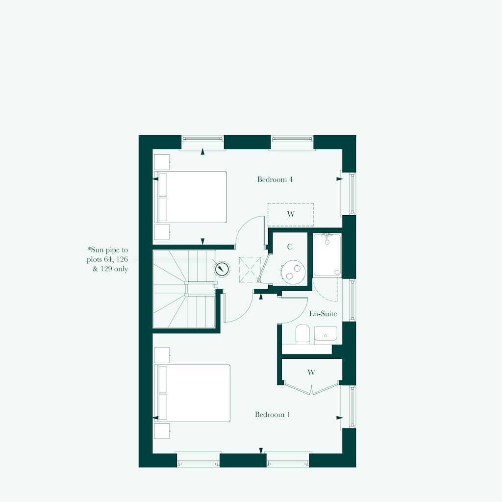 Second floor plan of the Somerset at Welborne by Thakeham