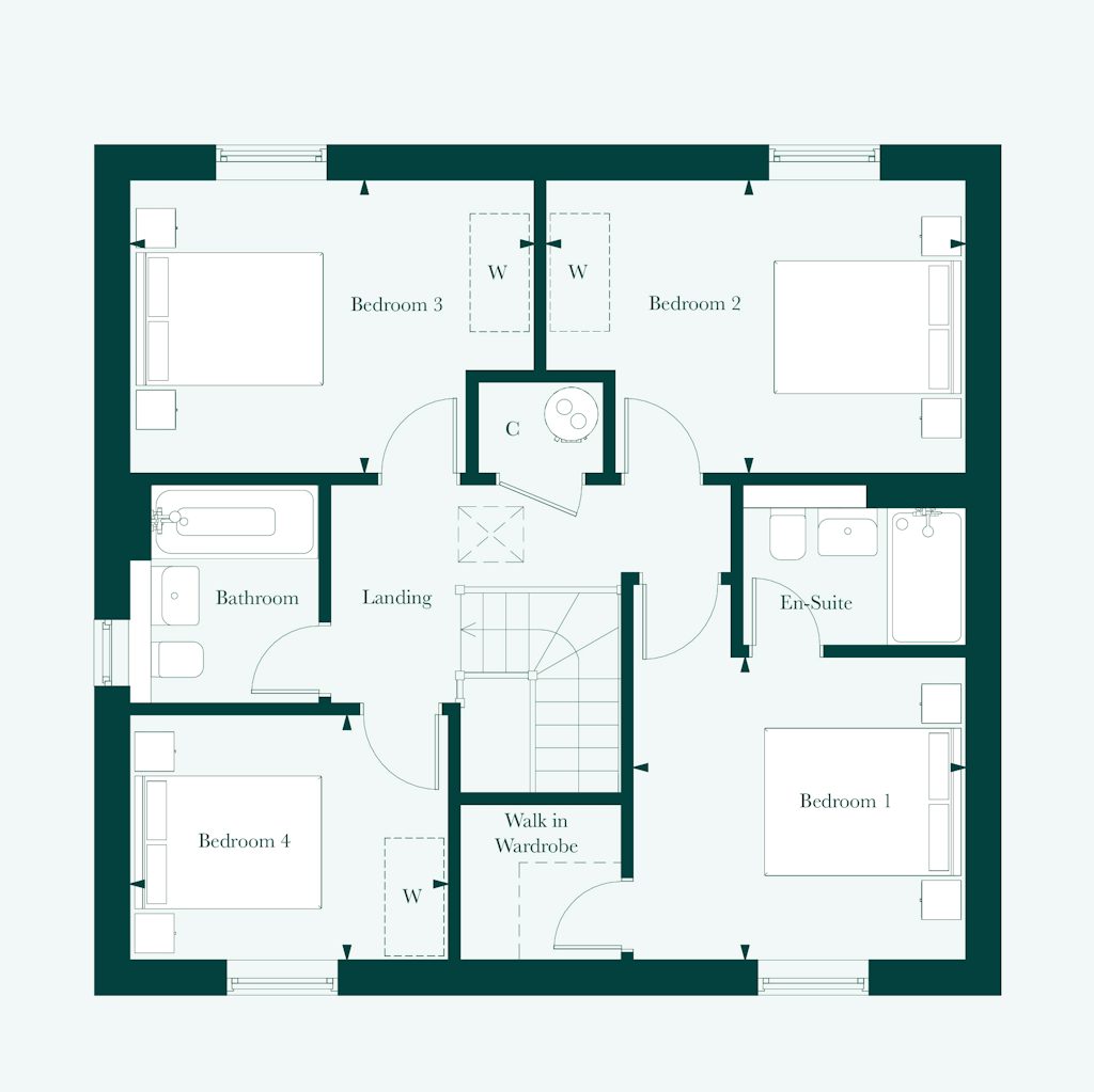First floor plan of the Clarence at Welborne by Thakeham