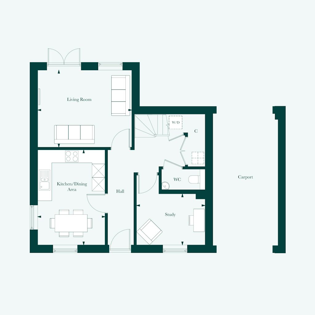Ground floor plan of the Pembroke at Welborne by Thakeham