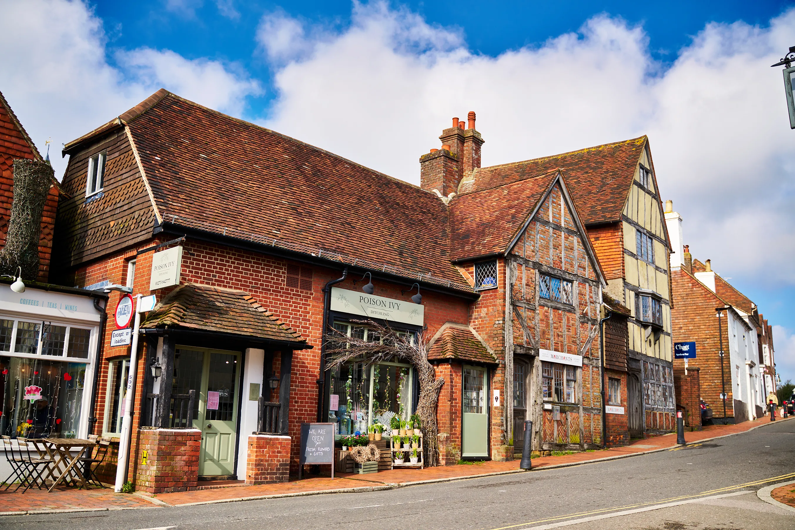 a photo showing a charming high street, local area for burgess hill