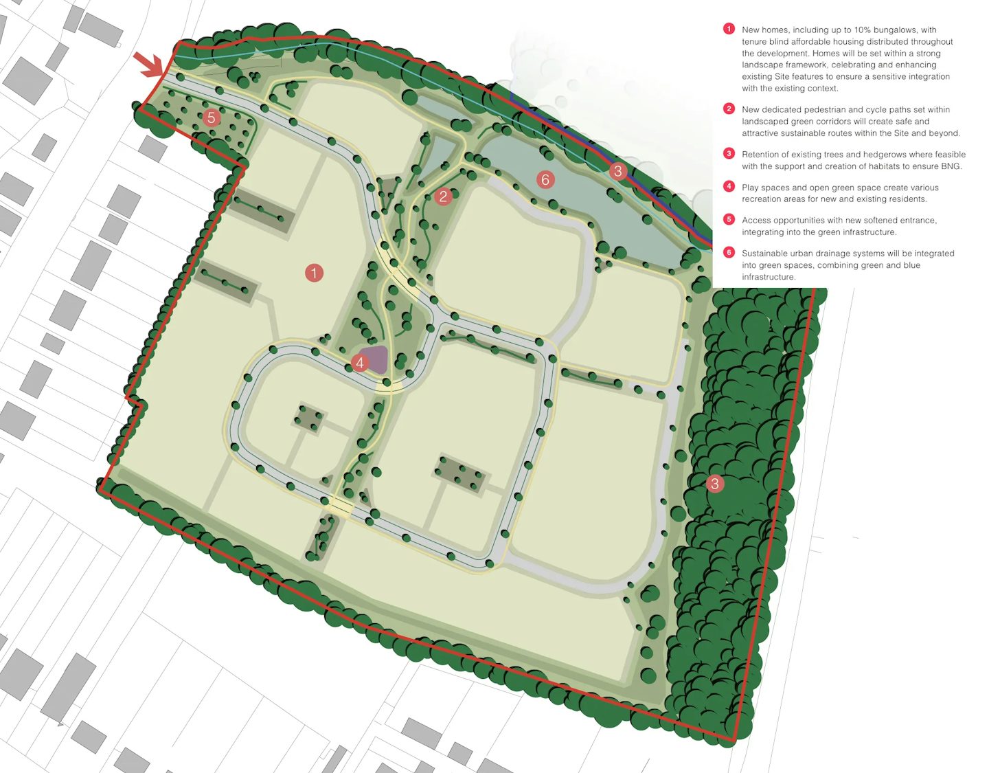 Masterplan for proposed new homes in College Lane, Hurstpierpoint