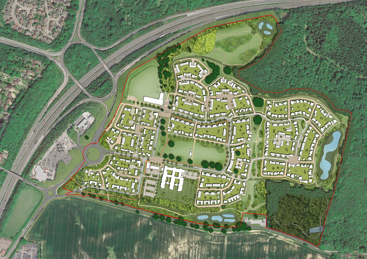Masterplan of Woodgate at Pease Pottage