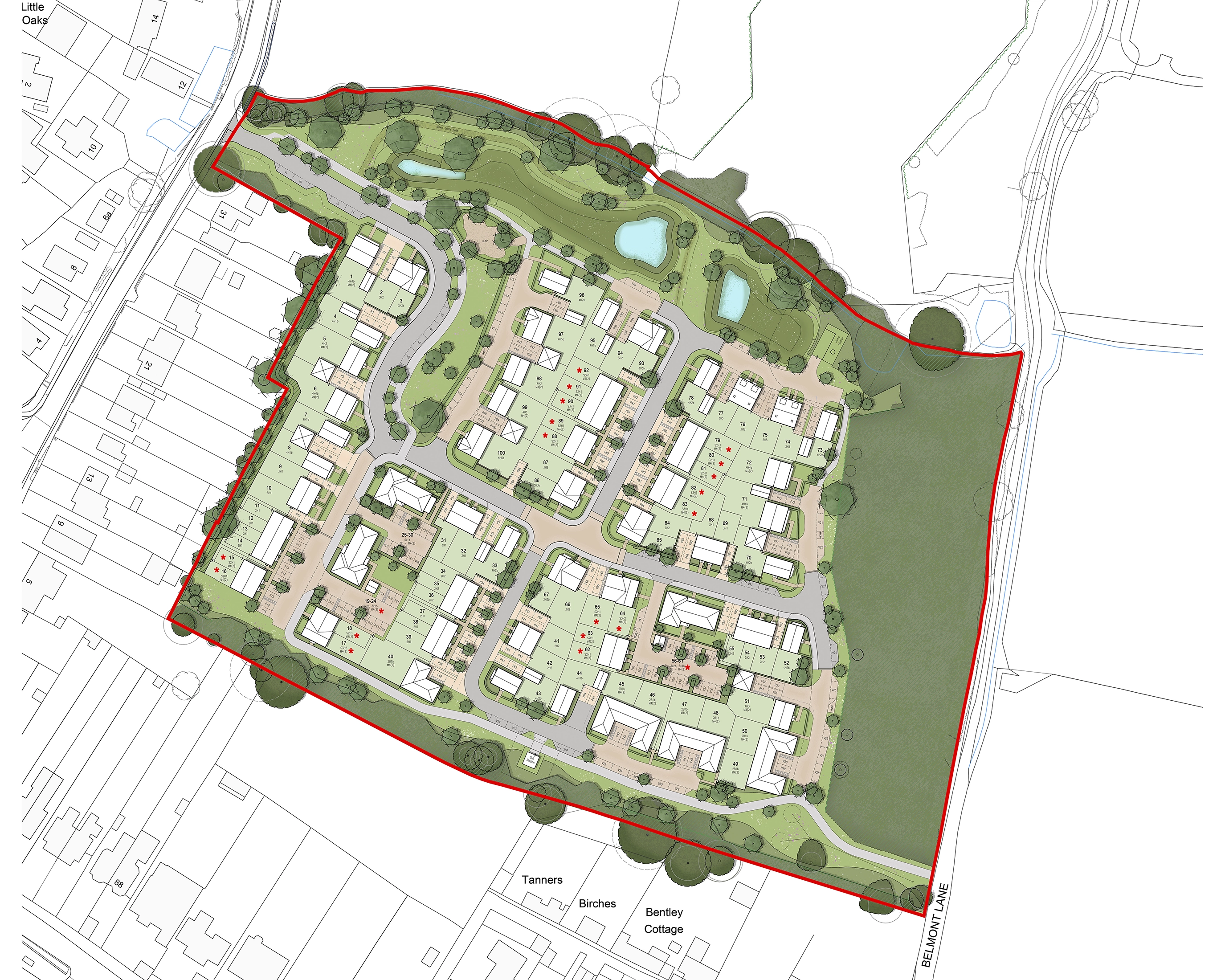 Masterplan for 100 new homes at College Lane in Hurstpierpoint