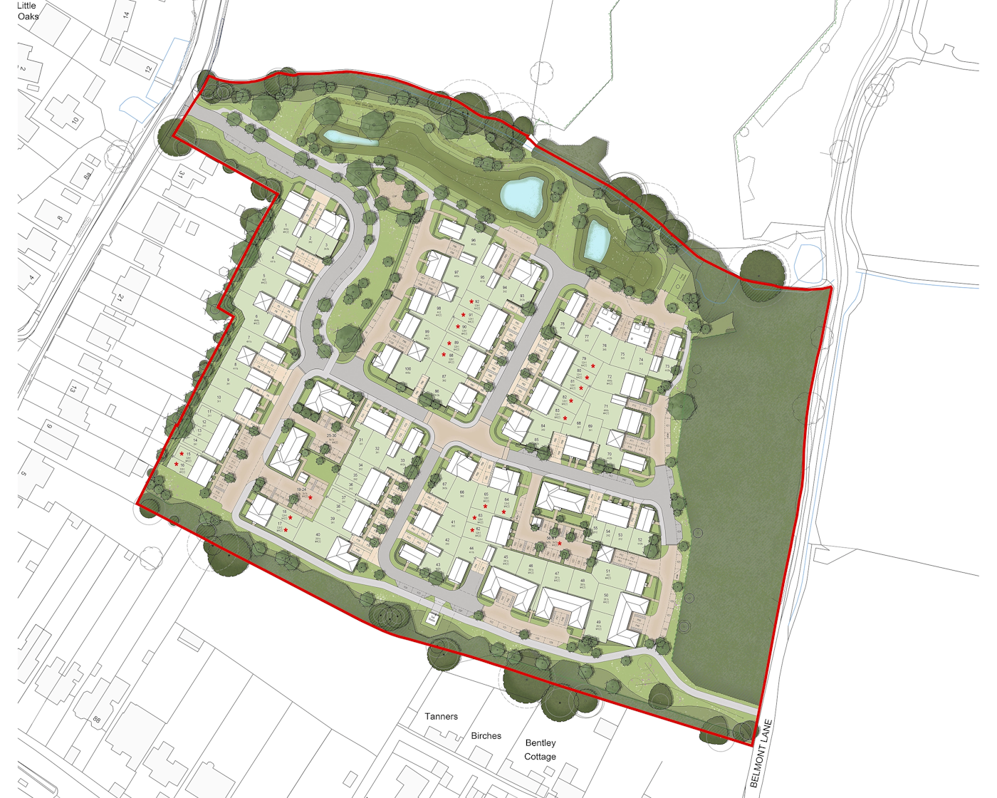 Masterplan for 100 new homes at College Lane in Hurstpierpoint