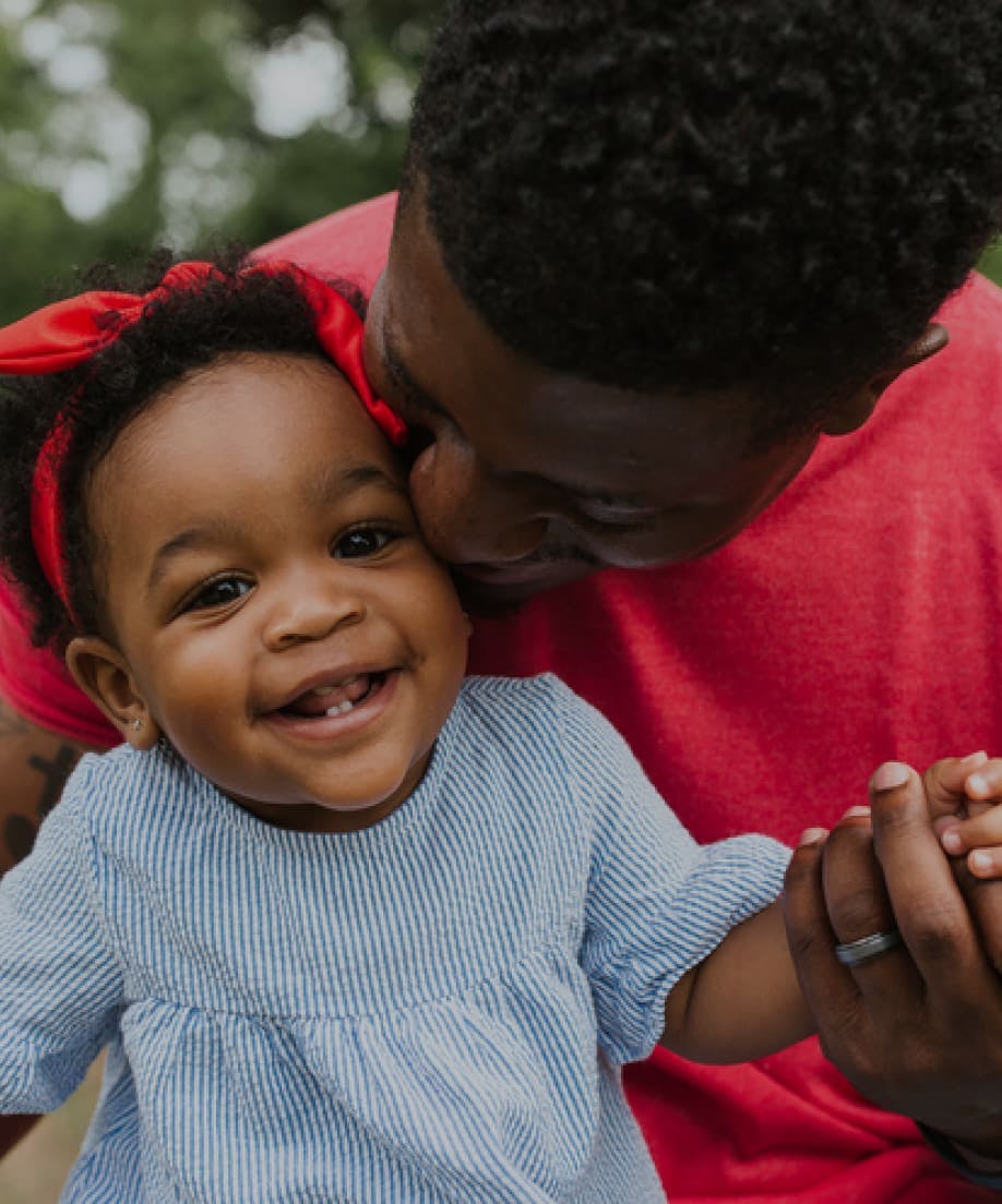 Man and happy child