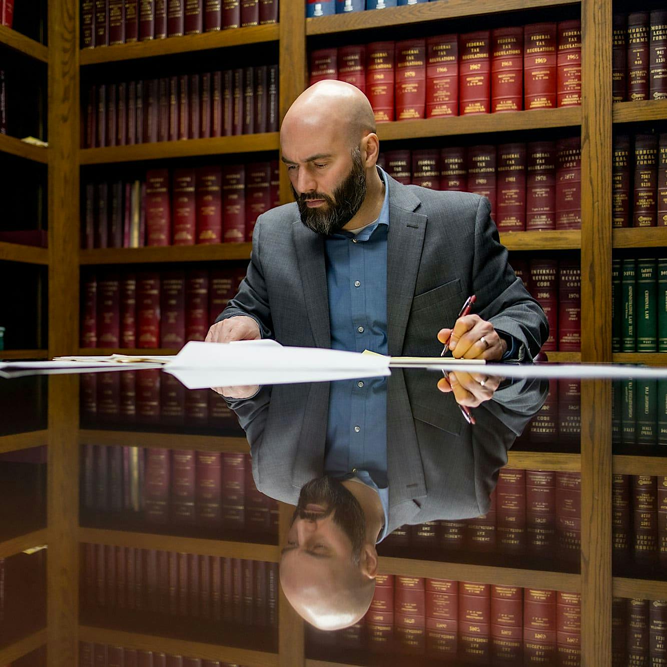 Robert Hanauer working at his desk