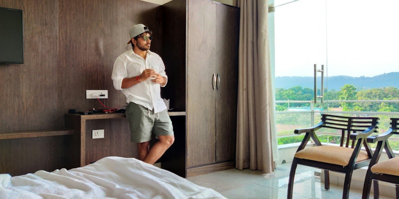 a person standing in a room