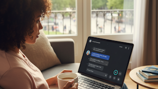 person searching for travel via a conversational interface