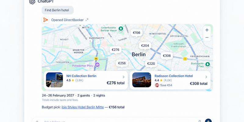 ChatGPT Berlin hotel search example ChatGPT Berlin hotel search example