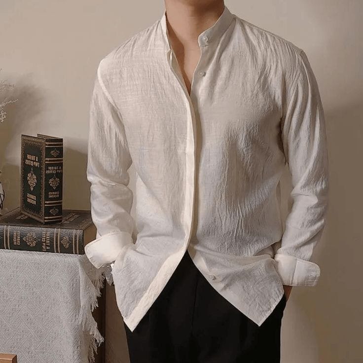 Camisa em LinhoManga Longa