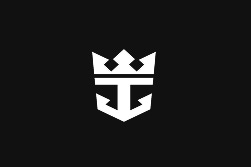 A white crown and anchor logo centered on a solid black background.