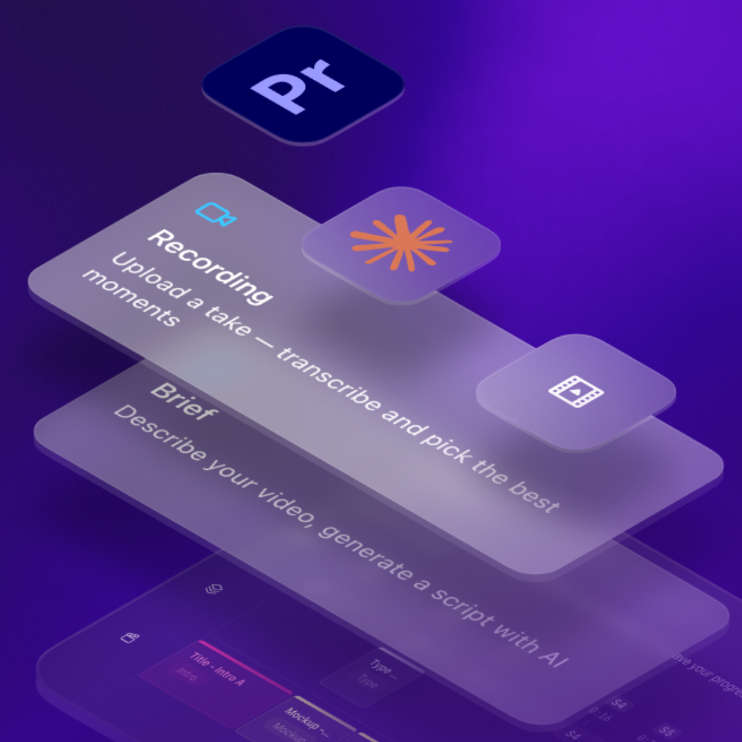 How We Build: The Timeline That Builds Itself article square hero Square hero for the How We Build: The Timeline That Builds Itself article: a floating tablet on purple showing an AI video timeline tool. By Fantasy.