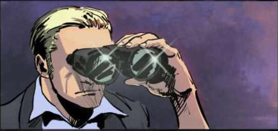 an agent spying with binoculars